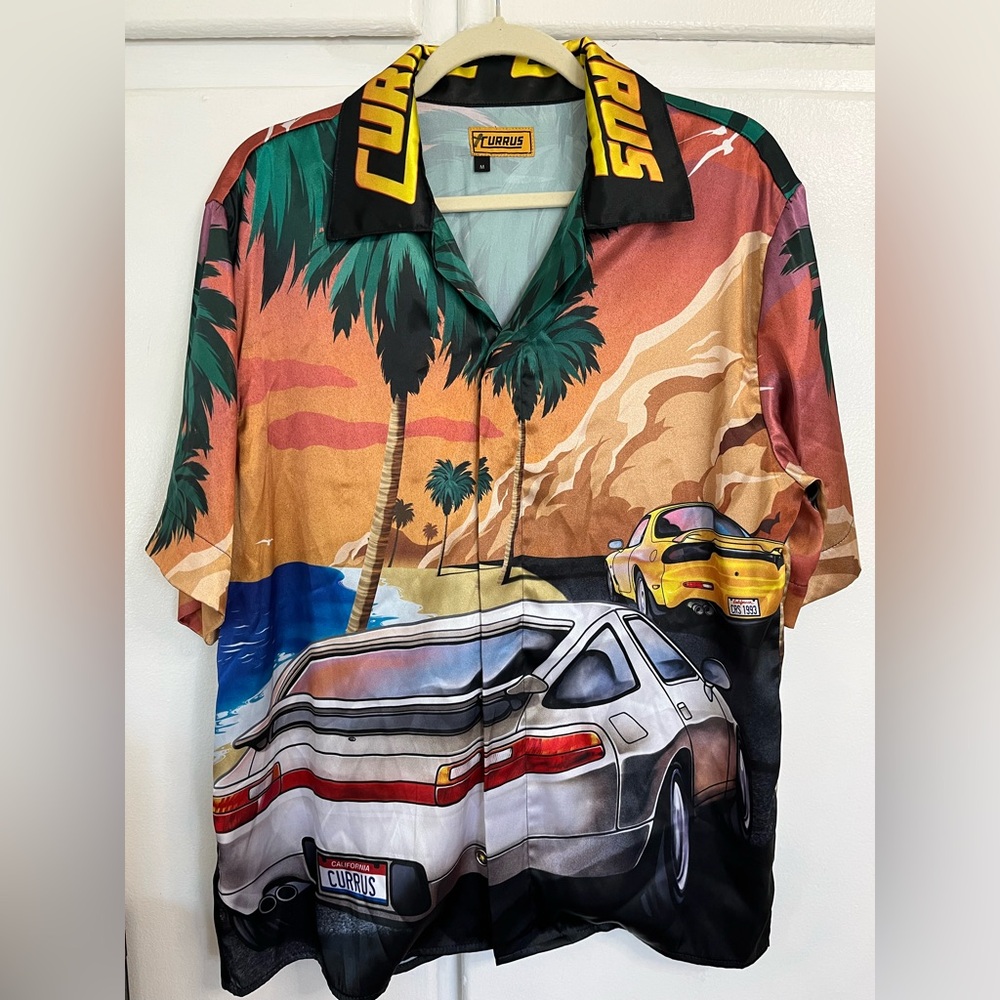 Vintage ,Exclusive Tropical Car Print Men's Shirt - Picture 2 of 6